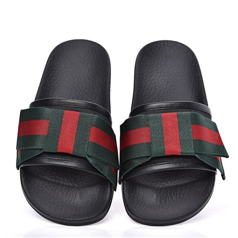 satin bow slides gucci